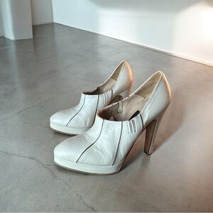 Luciano Volta Ivory Leather Platform Heels